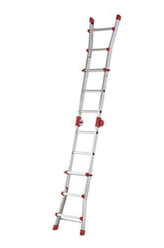Hailo 7516-151 Alu-Multifunktions-Teleskopleiter MTL, 4×3 Sprossen – Verwendbar als Anlege- und Schiebeleiter, beidseitige Steh- und Treppenleiter - 2
