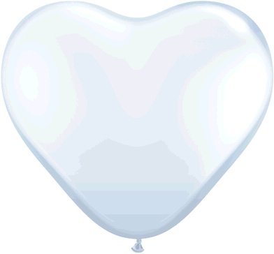 10 XL Herzballons weiß Luft und Ballongas geeignet