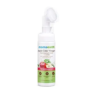 Mamaearth Apple Cider Vinegar Foaming Face Wash with Apple Cider Vinegar & Aloe Vera Water, ACV Foaming Face Wash with Brush for Deep Cleansing ? 150ml