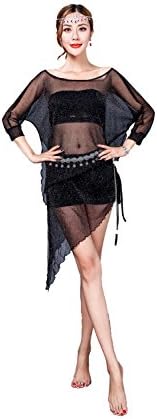 Pipigarden Women's Belly Dance Yoga Gauze Skirt(Without tube,skirt with leggings) Black