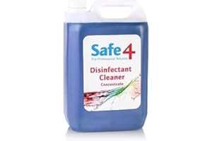 Safe4 Professional Disinfectant Concentrate - Enhanced Formulation,UK Manufactured,for Effective Virus & Bacteria Protection in Professional & Animal Care Settings (5L, Freshmint)