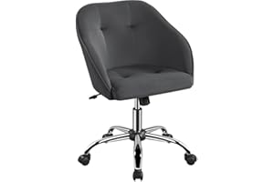 Yaheetech Chaise de Bureau Fauteuil Ergonomique Pivotante Dossier Inclinable à 360° en Velours avec Hauteur d'Assise Réglable pour la Maison/Le Bureau Gris