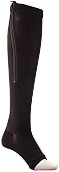 Prettyuk Soft Compression Zip Sox Socks Zipper Leg Support Open Toe Knee Stockings