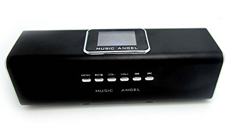 Music Angel- FM-Radio/MP3 Player - Line In / MicroSD - Stereo Lautsprecher / Boxen / Soundstation / für Handy, PC, LAPTOP, NETBOOK, Tablet - Farbe Schwarz