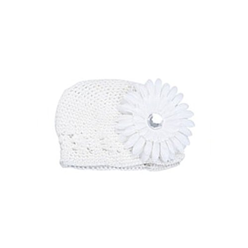Sanwood Baby Girls Toddler Crochet Beanie Hat with Flower Clip (2)