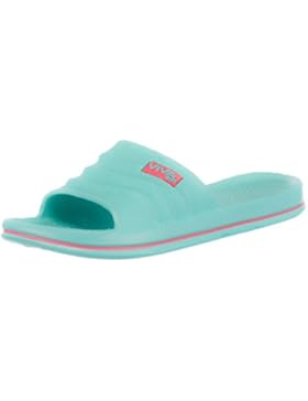 Brandsseller Damen Badepantolette Badeschuhe Badeschlappen Badelatschen Strandschuhe - Uni mit Seitlichem Streifen...