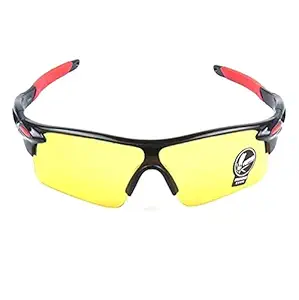 Chekido Cycling goggles for men and women, Night-Vision Luminous UV Protected Anti-Glare Polarized Glasses for Sport, Bike, Cycling ( Yellow Frame)