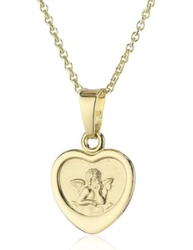Xaana Kinder und Jugendliche-Anhänger 8 Karat 333 Gelbgold Schutzengel Herz + vergoldete 925 Silberkette 36-38...