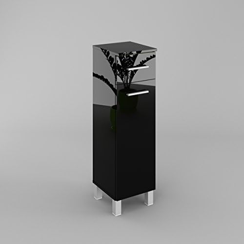 GABI BATHROOM LOW CABINET WITH DRAWER AND SHELF INSIDE, CARCASS: BLACK MAT, FRONTS: BLACK HIGH GLOSS
