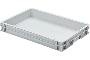 PROREGAL Eurobehälter mit geschlossenem Griff | HxBxT 7,5x40x60cm | 15 Liter | Grau | Eurobox, Transportbox, Transportbehälter, Stapelbehälter