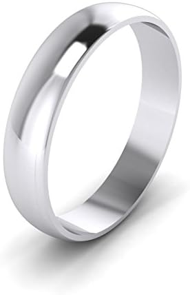 Unisex Solid 9ct or 18ct Gold, 4mm D Shape, Polished Wedding Ring Plain Band