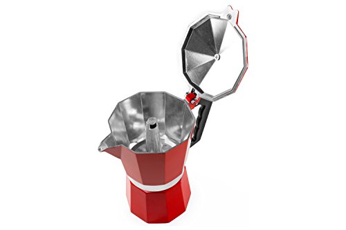 Andrew James – 3 Tassen Espressokocher Im Italienischen Stil – Rot – Inklusive Dichtungsring - 5