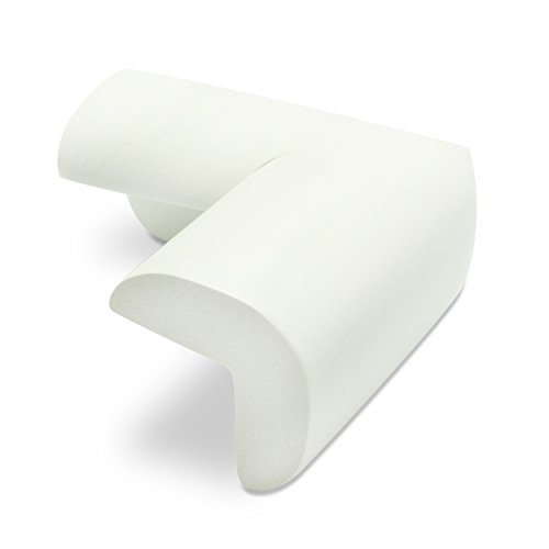 VENKON - 10 Pieces Set of Baby Safety Corner Cushions Table Edge Protection - White Dense Foam - 75 x 75 x 35 mm