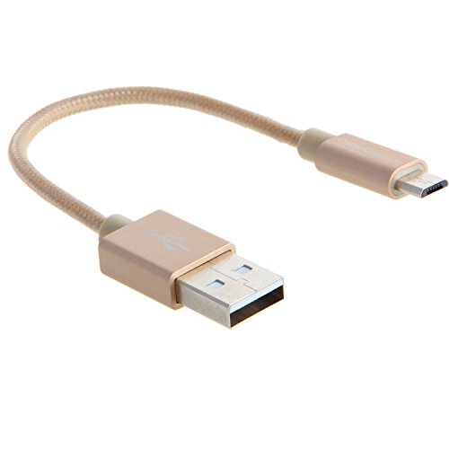 CableCreation Short USB 2.0 – Micro-USB-zu-USB-Kabel – High-Speed-A Stecker an Micro-B Dreifachisolierung Kabel 0.15M Gold-Baumwolljacke - 3