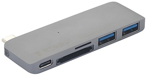 StilGut USB Typ C Hub mit Ladefunktion, Adapter – mit 2-Port USB 3.0, microSD und SD-Kartenleser für Apple MacBook mit USB-C-Anschluss, Space Grey - 7