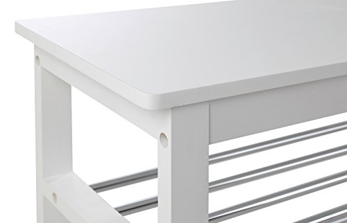 Schuhbank Schuhregal Schuhschrank ULFI 2 | Kiefer massiv | weiß lackiert | 108x47x30 cm - 6