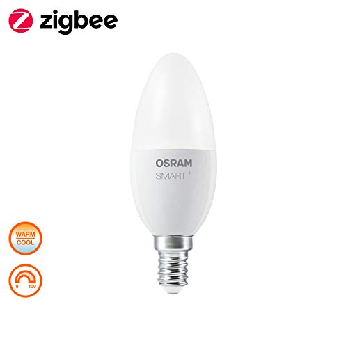OSRAM Smart+ LED, ZigBee Lampe mit E14 Sockel, warmweiß bis tageslicht (2000K - 6500K), dimmbar, Direkt kompatibel mit Echo Plus und Echo Show (2. Gen.), Kompatibel mit Philips Hue Bridge