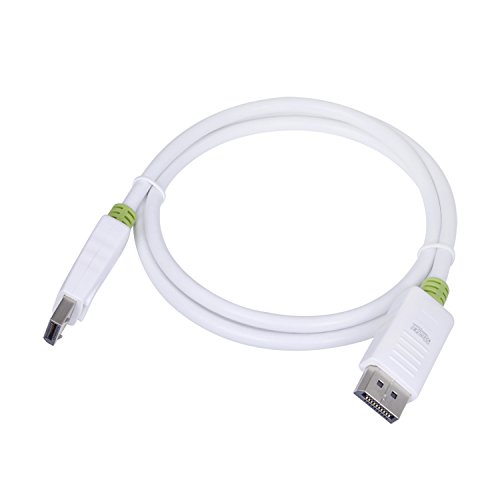 MutecPower 2 Stück von 1 meter DisplayPort (DP) männlich auf DisplayPort (DP) männlich Kabel – Weiß – 4K ultra HD – 1m Mit 2 Kabelbinder - 3