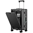 PICCASIO 20" Laptop Backpacks, Aluminum Framed Carry-On Suitcases with Front Open Laptop Compartment, Spinner Wheels, Travel Suitcases Luggage Bag (carry ons)