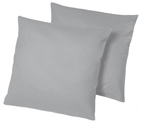 Doppelpack / 2er Set Microfaser Kissenhüllen / Kissenbezüge – Wohndekoration in schlichtem Uni Design mit Reißverschluss und in 3 Größen / Home-Impression (80 x 80 cm, Grau) - 2