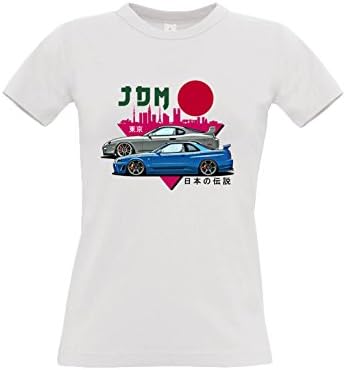 Benefitclothing Legendary JDM Heros Toyota Supra and Nissan GTR r34 Women's Fan Artwork T-Shirt - 100% Ring Spun Cotton - Soft and Comfortable - DTG Printed
