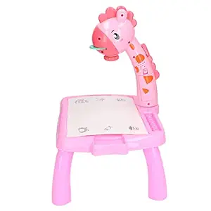 Projector Painting Board, Educational Safe Drawing Projector Table for Gift for Boy for Girl(Medium Pink Deer)