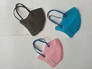 Airwell KIDS N95 Face Mask; DRDO, CE & FDA certified; Pack of 3; Black, Blue, Pink (Ear Loop); AGE GROUP 5-10 years