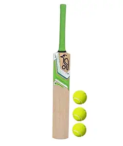 PMG Poplar Willow Tennis Cricket Full Size Bat for Above 12+ Years Boys and Girls (1 Bat and 3 Balls)