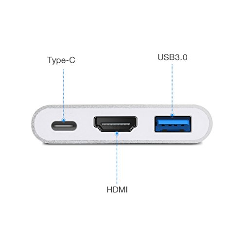 EC Technology Typ C USB 3.0 Hub mit Ladeanschluss&HDMI Port&Typ-C Port&USB 3.0 Port für Windows 7/8/10, Macbook OS 10.8 oder weitere Versionen, Chrome OS - 4