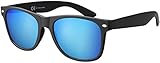 NEUE SUMMER 2019 KOLLEKTION inkl. Brillenbeutel und La Optica Geschenkbox. Die Schwarze Retro Sonnenbrille hat einen MATT-Schwarzen Rahmen und Hellblau verspiegelte Gläser. Dadurch wirkt die klassische Vintage Sonnenbrille besonders edel und liegt voll im Trend. Einkauf direkt beim Hersteller. Haben Sie Fragen? - Kontaktieren Sie uns, die Massiva GmbH, jederzeit bei Problemen, Fragen und Anmerkungen direkt über Amazon.
