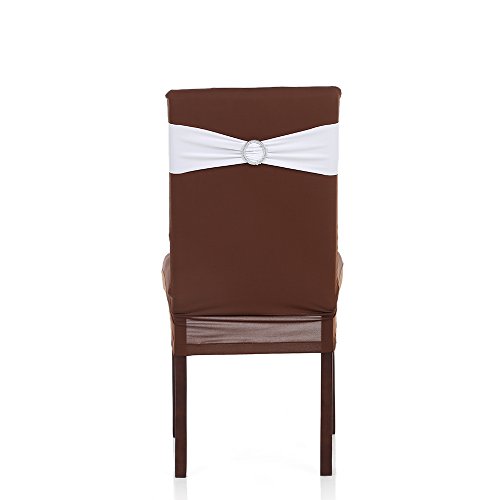 Anself 50St Stretch Stuhlschleife Schleifenbänder mit Ring für Stuhlhussen - 2