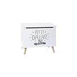 Atmosphera Coffre de Rangement en Bois Enfants - Pratique Décoratif - Coloris Gris Blanc