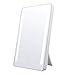 Produktbild L&Z Schminkspiegel mit Beleuchtung Beleuchteter Kosmetikspiegel LED Make up Spiegel Faltbarer Standspiegel Tischspiegel, 180° Einstellbar, Dimmbar, Kompakt, Frauen, Weiß