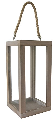 Holz Laterne mit Echtglasscheiben 30cm