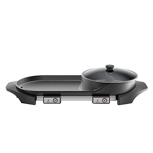 Preisvergleich Produktbild YJIUJIU Elektrischer Shabu Shabu Hot Pot mit BBQ, Elektrische Pfanne und Antihaftbeschichtung Haushaltsoberfläche Elektrischer Grillgrill mit intelligenten Temperatureinstellungen für 5-10 Personen,A