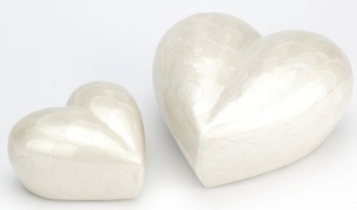 Urns UK Urne in Herzform, Aluminium, 76 mm, Perlweiß - 2
