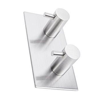 Alicemall Selbstklebend Kleiderhaken Mantel Hut Serviette Wandhaken Bad Küche Edelstahl 2HAKEN(silber) - 2