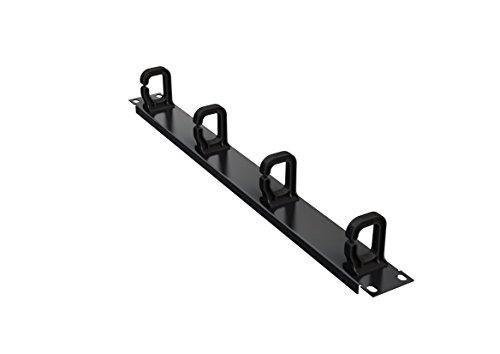 19" Kabelmanagement panel 4X, 1 HE - nur frontseitig, Vier-Kunststoffhaken 40 x 50 mm