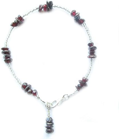 ~ GARNET ~ HANDCRAFTED DEEP RED GEMSTONE ANKLET ANKLE CHAIN ANKLE BRACELET 12” 30.5CM