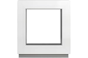 Framex Källarfönster 30 x 30 cm, fast fönster insida/utsida vit, dubbelglas 32 mm, PVC för källare, garage, verkstad och trädgårdshus
