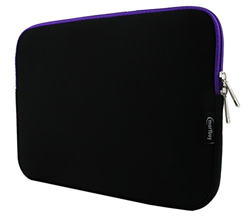 Preisvergleich Produktbild Emartbuy® Schwarz / Lila Wasserdicht Neopren weicher Reißverschluss Kasten Abdeckungmit Lila Interior & Zip Geeignet Für Insignia NS-P11W7100 11.6 Zoll Tablet mit Keyboard (11.6-13.3 Zoll Laptop)