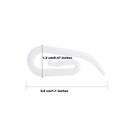 senkary 200 Stück Kunststoff Vorhang Haken Vorhang für die Dusche Haken 2,8 von 1,2 cm für Tür Vorhängen und Fenster Vorhang, weiß - 4