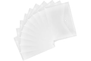 OHMILL 10 Pack A4 Plastic Popper Wallets Folders Clear Waterproof Foolscap Document Wallet Pockets Envelope Files Folder for Students Teachers School Homework Office Travel Office Supplies Paper Filing