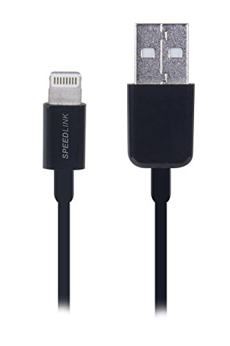 Speedlink Fibre lizensiertes Lightning Ladekabel für iPad, iPad mini und iPhone 6/5/5C/5S (Synchronisieren und Laden, Länge 90cm) schwarz