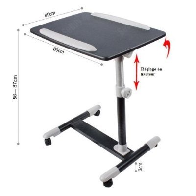 SoBuy® Pflegetisch, Betttisch, Laptoptisch, Beistelltisch, Tisch, FBT07N2-SCH - 2