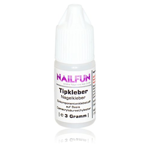 NAILFUN Tipkleber 3g - transparent, dünnviskos, starker Halt - Einkomponentenklebstoff auf Basis Cyanacrylsäureethylester für die professionelle Nagelverlängerung