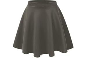 L S U Girls Plain Skater Skirt High Elastic Waist A Line Stretchy School Skirt Casual Multiple Colours