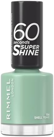 Rimmel London 60 Seconds Super Shine Smalto, Smalto asciugatura rapida, Colore vibrante, A lunga tenuta, 8 ml, 154 Shell Yeah