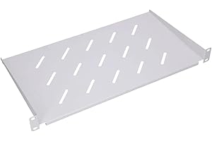 EXTRALINK Bandeja Rack 19 Pulgadas 1U, 250mm, Estante para Armario Rack Colgante, fácil de Instalar, 4 Puntos de fijación, con Agujeros para ventilación, para Racks de servidores, Gris, Estante metálico