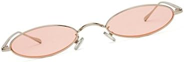 Taiyangjing HAIYING Sunglasses Fashion Metal Small Oval Cat Eye Sunglasses For Women Retro Brand Designer Red Sun Glasses Men Small Round Glasses Female (Color : Pink)